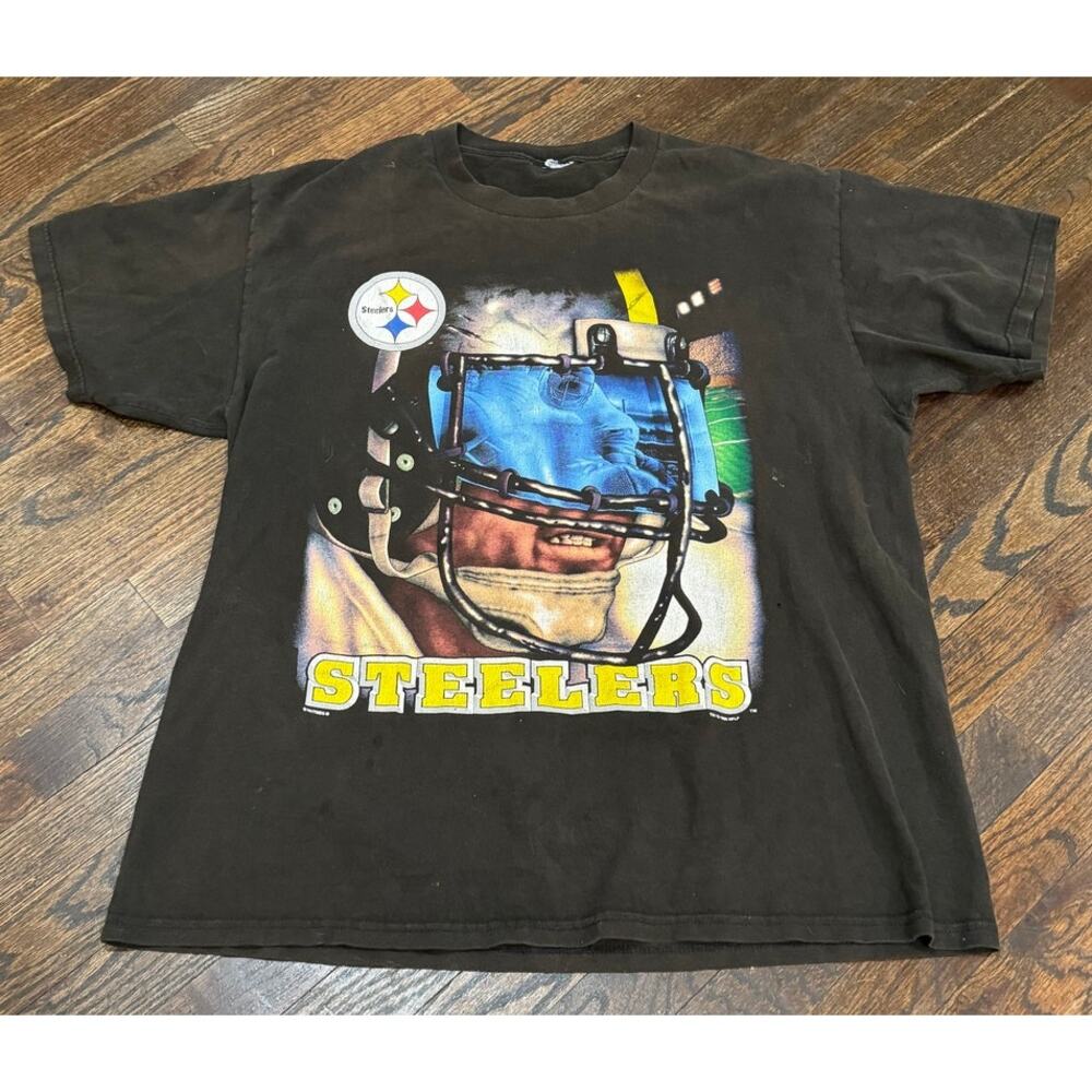Vintage Lee Sports Steelers 1996 Made in Mexico T-Shirt Size XL Helmet